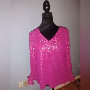 🩷🪙🖤🤍 NWOT Set Womens Metallic Dots Print & Max Studio Blouses XS Light